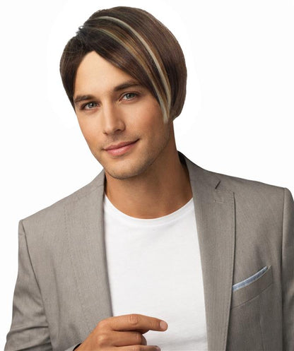 HPO  Men's TV Show Funny Guy Light Brown Dark Blonde Highlights Wig