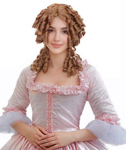 Womens Colonial Ladies 18th Century Wig | Golden Brown Historical Wigs | Premium Breathable Capless Cap