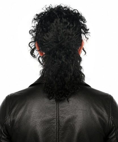 Men's Black Pop Star Medium Curly Wig-Synthetic Hair with Natural Texture | Commonly Used in Cosplay, Stage Performances & Retro Theme Parties