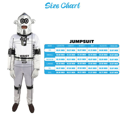 HPO Men's Metallic Silver & Black Android Bodysuit | Shiny PVC and Satin Finish with Full Head Cap and Matching Hand Gloves | Ideal for Cosplay, Halloween, Drag, and Futuristic Theater Performances