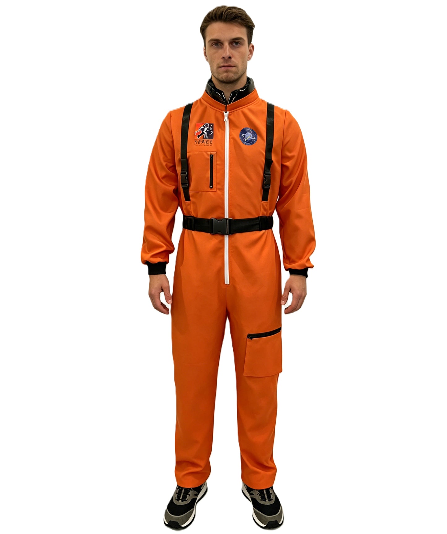 Men’s White Astronaut Costume | Space Explorer Suit with Belt, Patches & Sci-Fi Accents | Ideal for Halloween, Roleplay & Cosplay