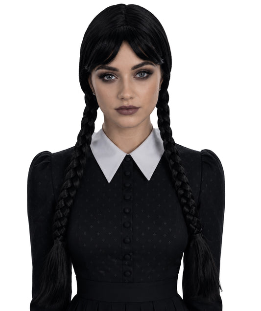 Women's Black & Blonde Horror Comedy Character Braided Wigs, best for Halloween, Flame-retardant Synthetic Fiber