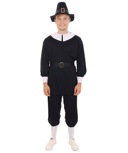 Men’s Thanksgiving Pilgrim Costume Set | Top Pants Socks Hat Belt | Multiple Size Options