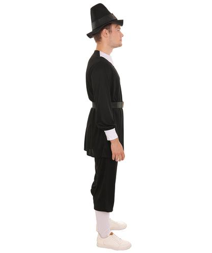 Men’s Thanksgiving Pilgrim Costume Set | Top Pants Socks Hat Belt | Multiple Size Options