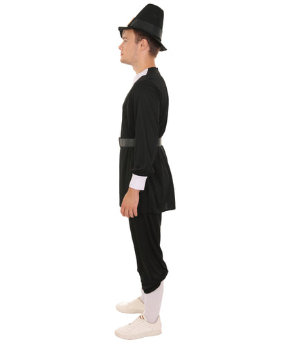 Men’s Thanksgiving Pilgrim Costume Set | Top Pants Socks Hat Belt | Multiple Size Options