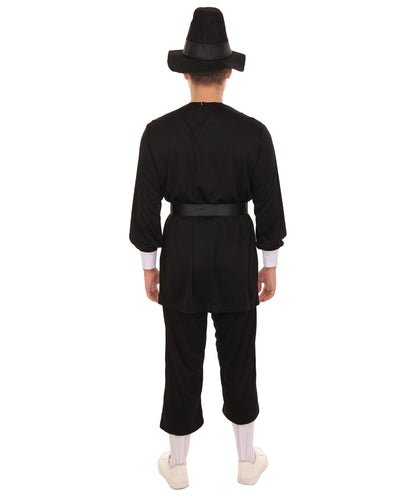 Men’s Thanksgiving Pilgrim Costume Set | Top Pants Socks Hat Belt | Multiple Size Options