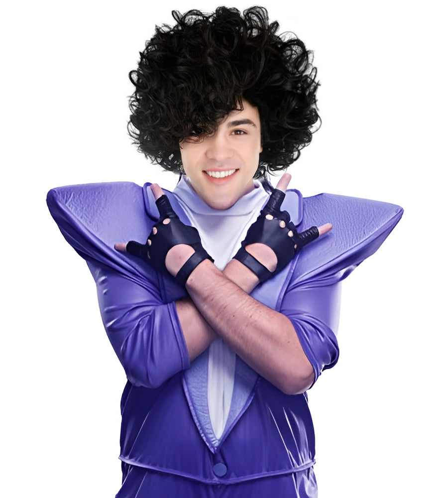 HPO Adult Men's Prince of Pop Short Black Curly Singer Wig | Black Curly Celebrity Halloween Wig