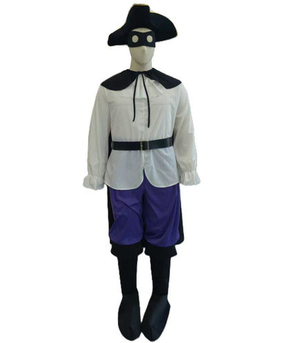 Teen Masked Highway Outlaw Costume | Black Cape, Hat & Purple Shorts Set | Storybook-Inspired Fancy Dress Outfit for Halloween, Cosplay & Theme Parties | HPO