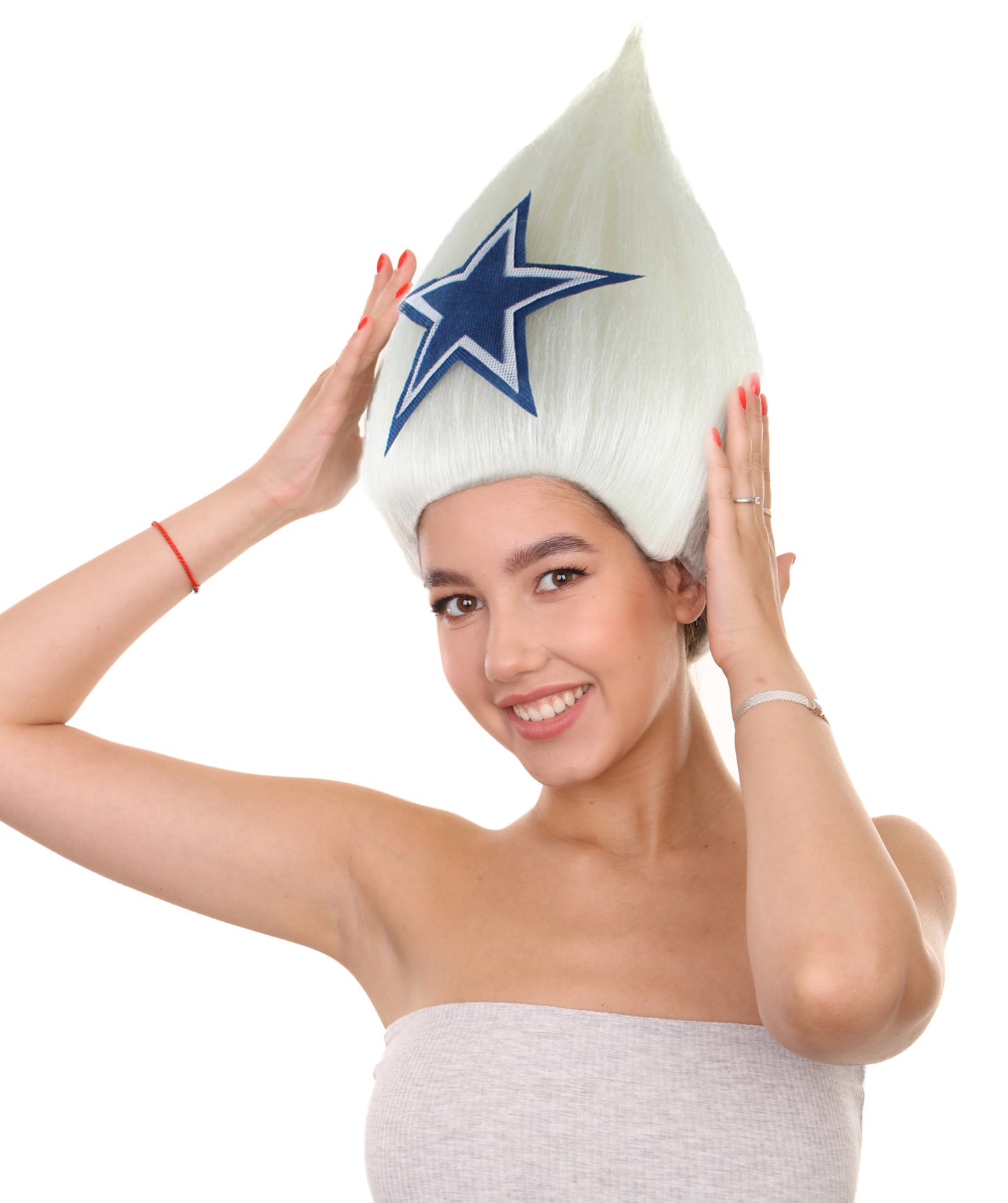 Unisex Pointy Star White Troll Wig | Perfect for Halloween | Flame-retardant Synthetic Fiber