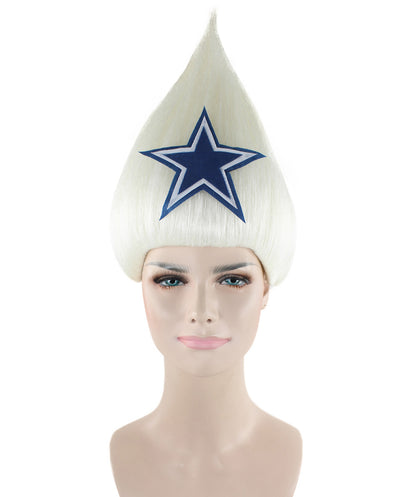 Unisex Pointy Star White Troll Wig | Perfect for Halloween | Flame-retardant Synthetic Fiber