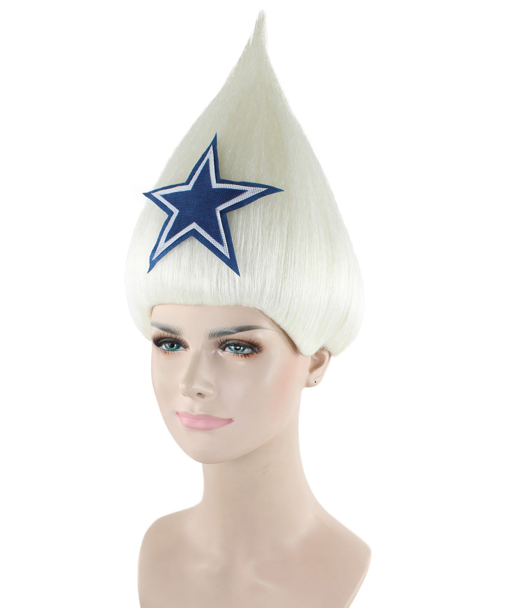 Unisex Pointy Star White Troll Wig | Perfect for Halloween | Flame-retardant Synthetic Fiber