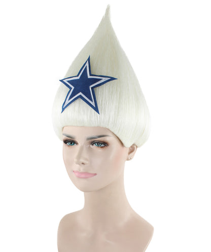 Unisex Pointy Star White Troll Wig | Perfect for Halloween | Flame-retardant Synthetic Fiber
