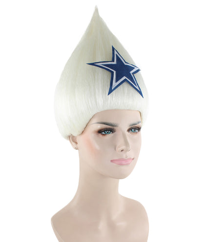 Unisex Pointy Star White Troll Wig | Perfect for Halloween | Flame-retardant Synthetic Fiber