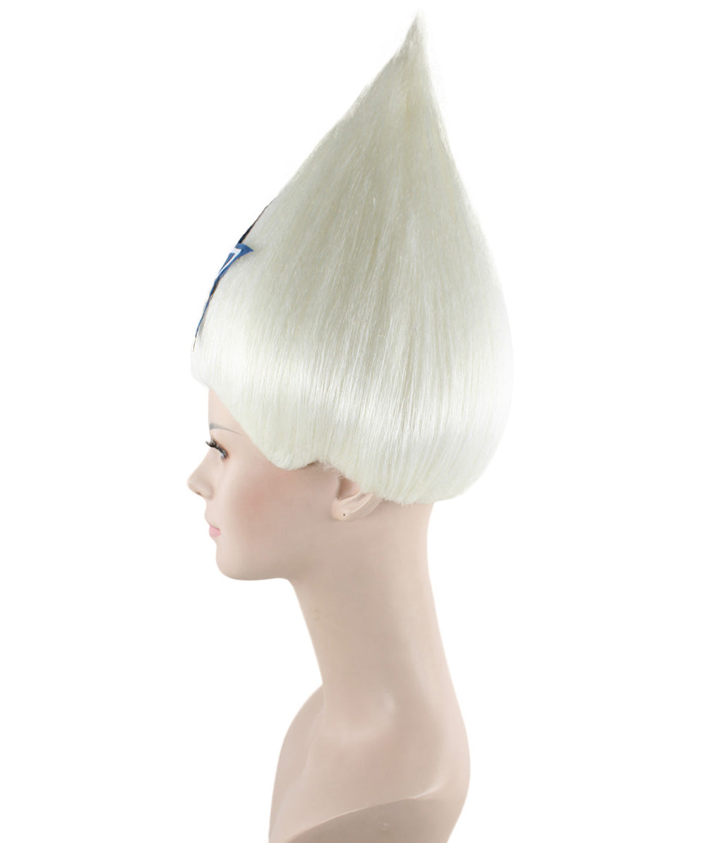 Unisex Pointy Star White Troll Wig | Perfect for Halloween | Flame-retardant Synthetic Fiber