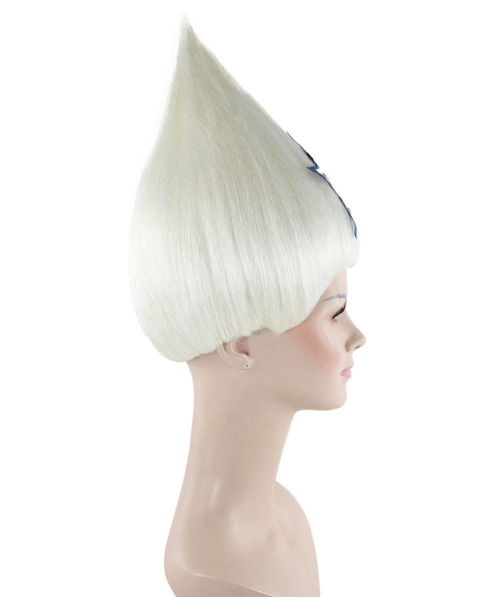 Unisex Pointy Star White Troll Wig | Perfect for Halloween | Flame-retardant Synthetic Fiber