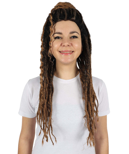 Women's Dark Brown Deep Wave Long Braided Wigs | Best for Halloween | Flame-retardant Synthetic Fiber