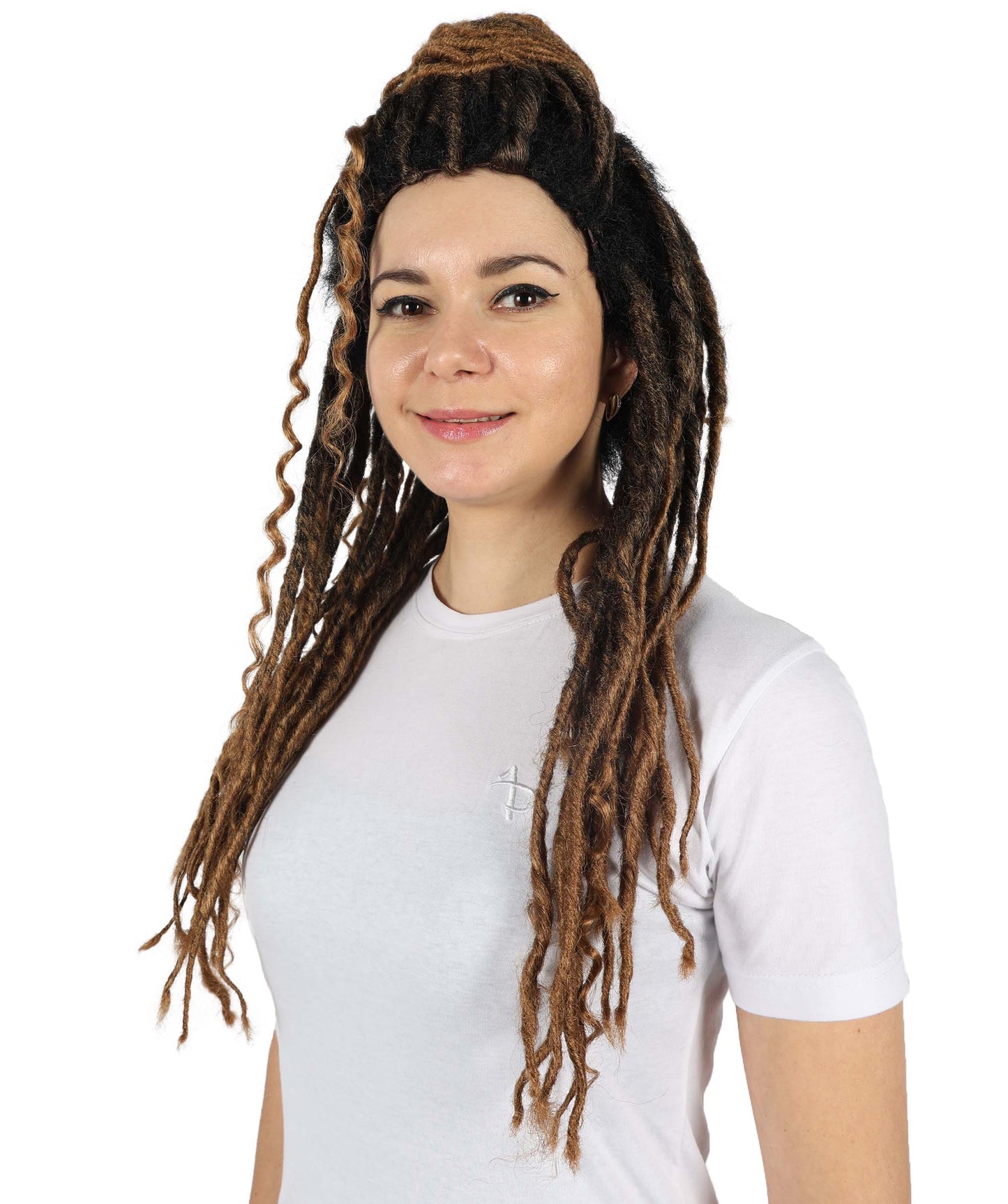 Women's Dark Brown Deep Wave Long Braided Wigs | Best for Halloween | Flame-retardant Synthetic Fiber
