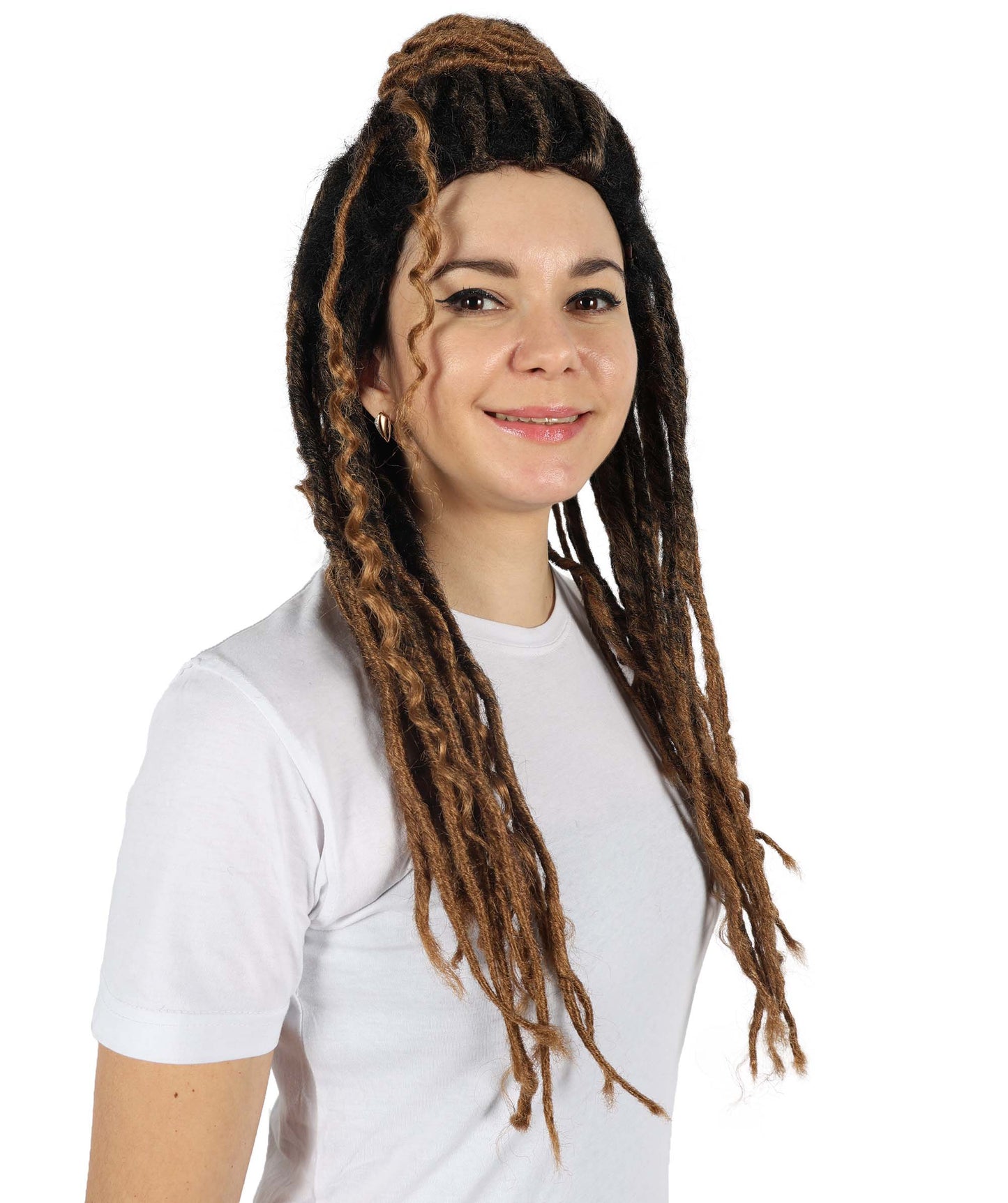 Women's Dark Brown Deep Wave Long Braided Wigs | Best for Halloween | Flame-retardant Synthetic Fiber