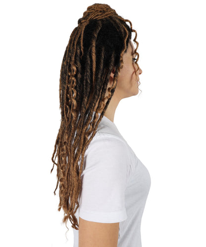 Women's Dark Brown Deep Wave Long Braided Wigs | Best for Halloween | Flame-retardant Synthetic Fiber