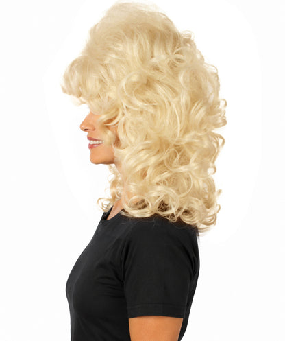 HPO  Women’s Puffy Wavy Country Music Star White & Blonde Wig