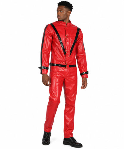 HPO Men's American Singer Thriller Red Costume Jacket | Perfect for Halloween | Flame-retardant Synthetic Fabric