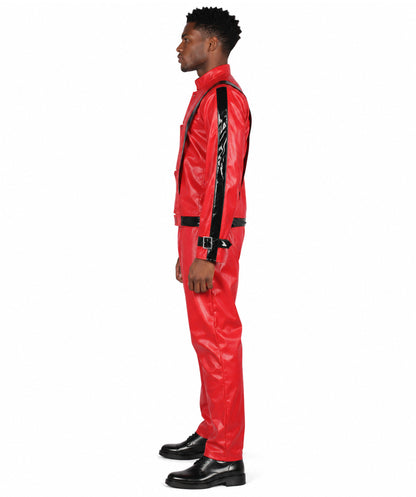 HPO Men's American Singer Thriller Red Costume Jacket | Perfect for Halloween | Flame-retardant Synthetic Fabric