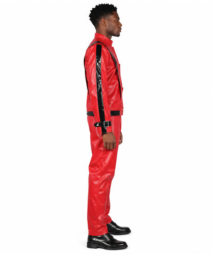 HPO Men's American Singer Thriller Red Costume Jacket | Perfect for Halloween | Flame-retardant Synthetic Fabric