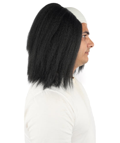 HPO Long Black Horror Straight Wig – Adult Creepy Costume Hairpiece - Cosplay Hair for Spooky Party Dress Up & Halloween