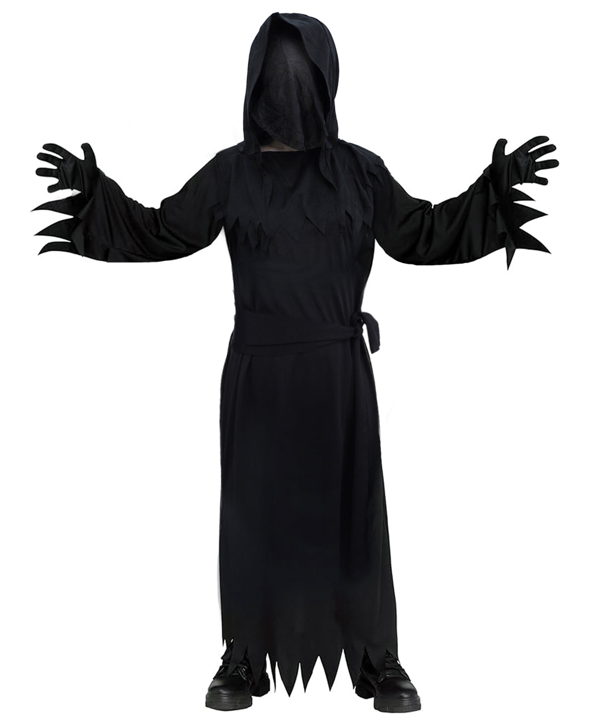 HPO Adult and Teen Glaring Reaper Costume | Dark Hooded Robe with Skeleton Print and Scythe Accessory | Halloween, Stage Performances, Theme Parties & Roleplay
