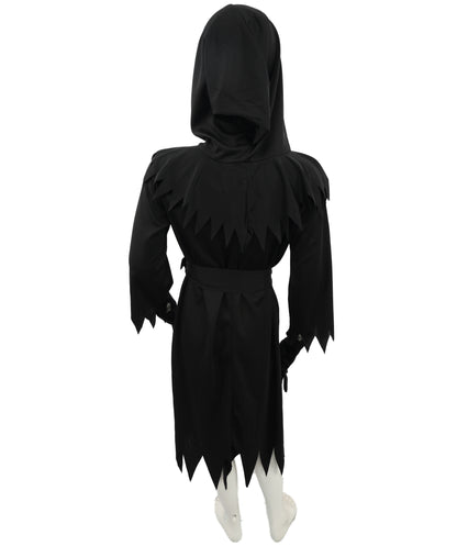 HPO Adult and Teen Glaring Reaper Costume | Dark Hooded Robe with Skeleton Print and Scythe Accessory | Halloween, Stage Performances, Theme Parties & Roleplay
