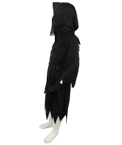 HPO Adult and Teen Glaring Reaper Costume | Dark Hooded Robe with Skeleton Print and Scythe Accessory | Halloween, Stage Performances, Theme Parties & Roleplay