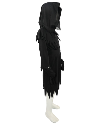 HPO Adult and Teen Glaring Reaper Costume | Dark Hooded Robe with Skeleton Print and Scythe Accessory | Halloween, Stage Performances, Theme Parties & Roleplay