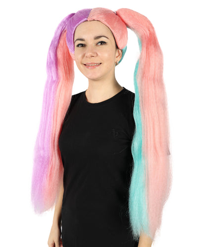 HPO Women's Straight Glamour Doll long Ponytail Multiple Wig | For Party and Halloween | Flame-retardant Synthetic Fiber | Premium Breathable Capless Cap |