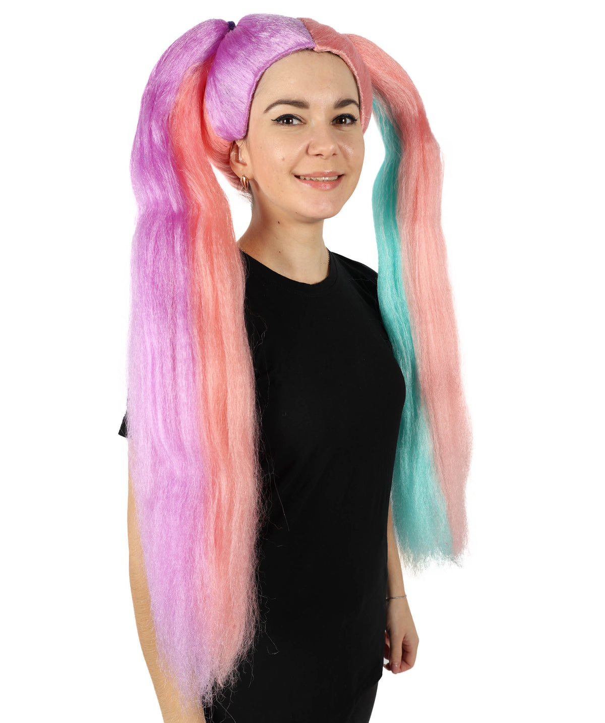 HPO Women's Straight Glamour Doll long Ponytail Multiple Wig | For Party and Halloween | Flame-retardant Synthetic Fiber | Premium Breathable Capless Cap |