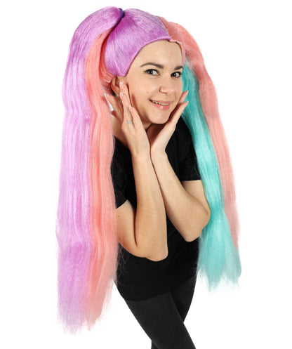 HPO Women's Straight Glamour Doll long Ponytail Multiple Wig | For Party and Halloween | Flame-retardant Synthetic Fiber | Premium Breathable Capless Cap |
