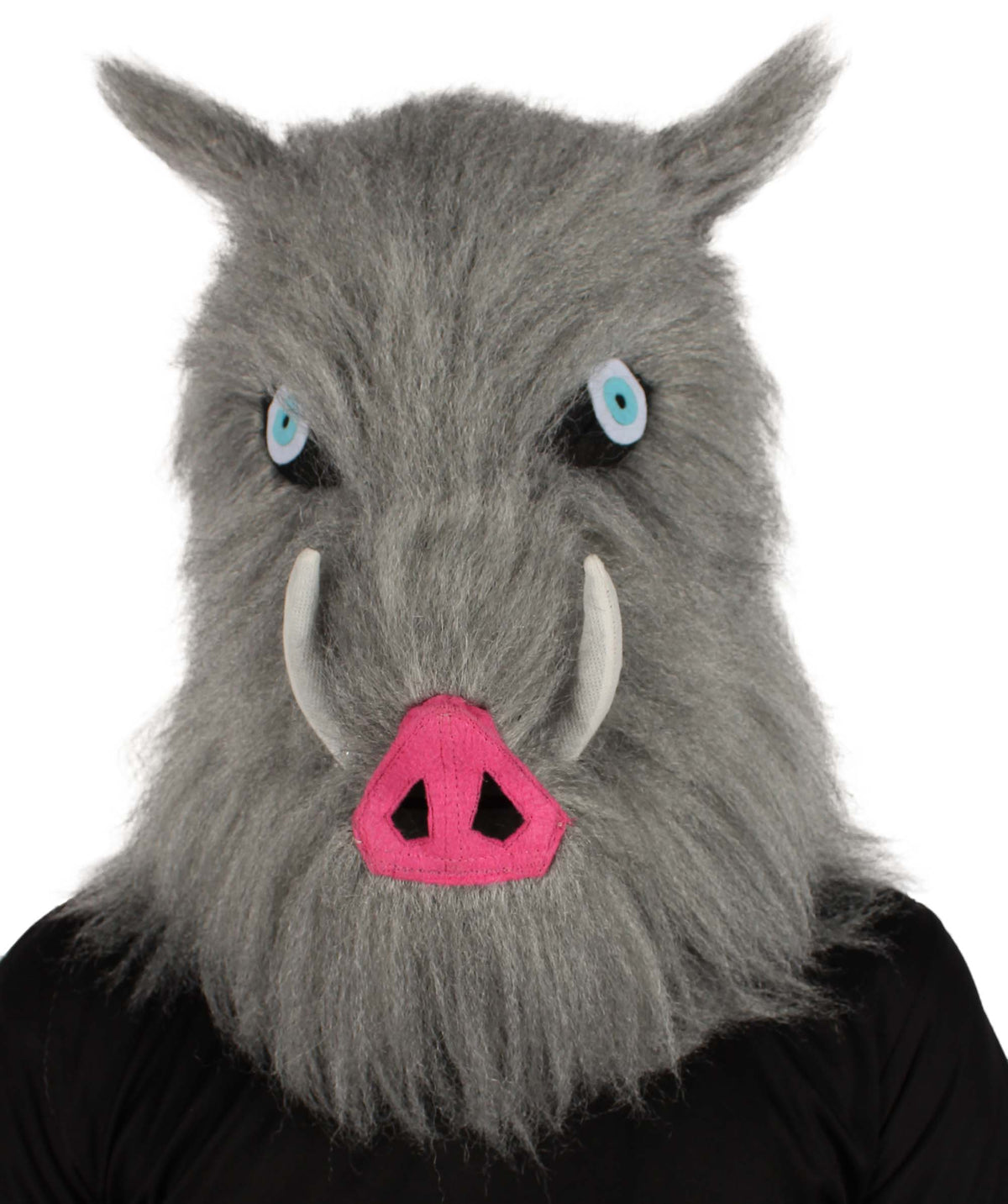 HPO Men's Japanese Anime Demon Beast Fighter Fancy Bundle Fluffy Boar's Head Mask with Pants and Waist Fur