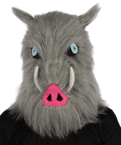 HPO Men's Japanese Anime Demon Beast Fighter Fancy Bundle Fluffy Boar's Head Mask with Pants and Waist Fur