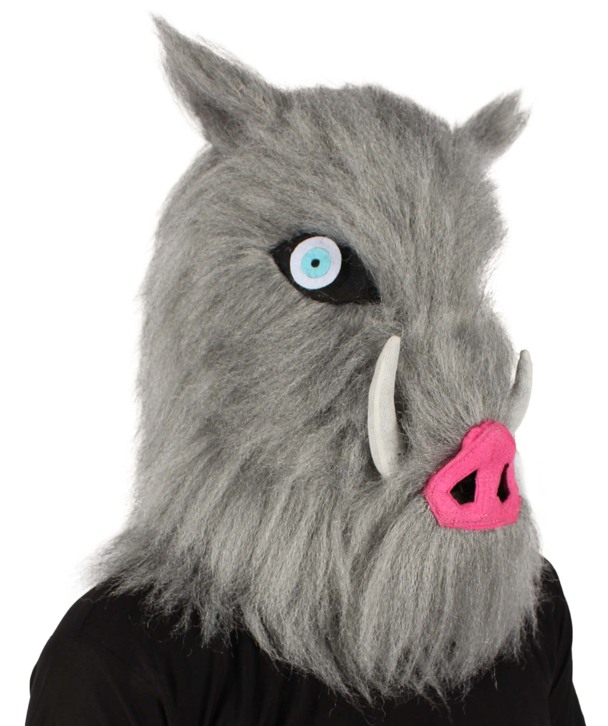 HPO Men's Japanese Anime Demon Beast Fighter Fancy Bundle Fluffy Boar's Head Mask with Pants and Waist Fur