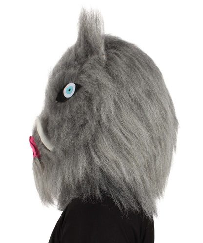 HPO Men's Japanese Anime Demon Beast Fighter Fancy Bundle Fluffy Boar's Head Mask with Pants and Waist Fur