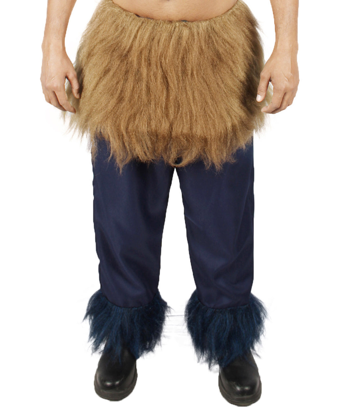HPO Men's Japanese Anime Demon Beast Fighter Fancy Bundle Fluffy Boar's Head Mask with Pants and Waist Fur