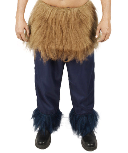 HPO Men's Japanese Anime Demon Beast Fighter Fancy Bundle Fluffy Boar's Head Mask with Pants and Waist Fur