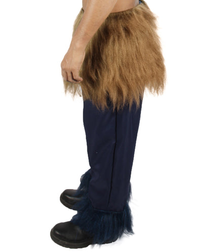 HPO Men's Japanese Anime Demon Beast Fighter Fancy Bundle Fluffy Boar's Head Mask with Pants and Waist Fur