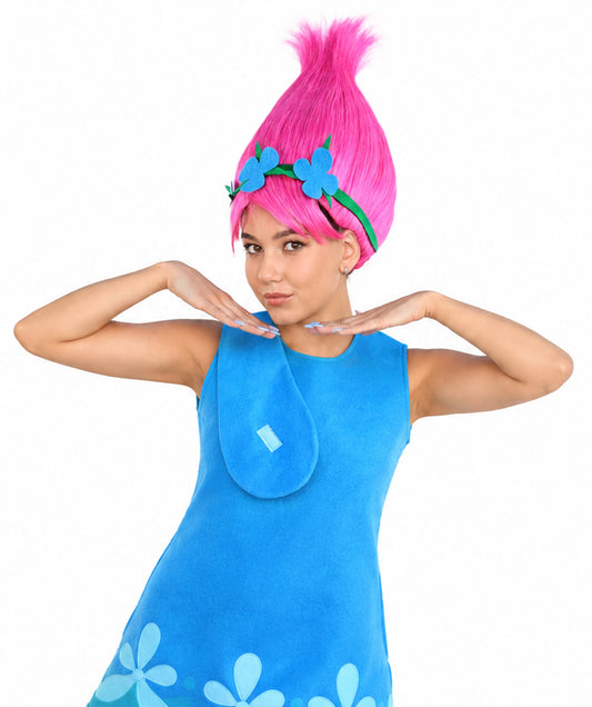 HPO Multiple  Princess Troll Wig with Flower Crown for Adults – Perfect for Parties, Halloween and Cosplay.