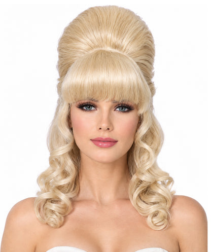 HPO Women's Class 60's Brown Half Updo Wig with Ponytail | Halloween  Wig | Flame-retardant Synthetic Fiber