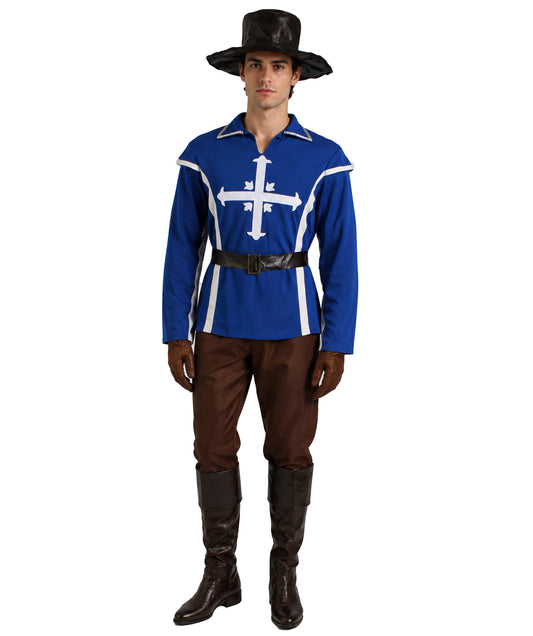 HPO Men's French Historical Novel Blue Soldier Costume | Perfect for Halloween | Flame-retardant Synthetic Fabric