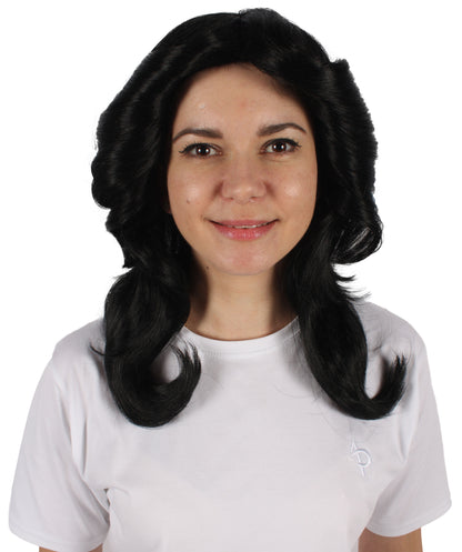 HPO Women's 70's Flick Multiple Color Retro Wig, Flame-retardant Synthetic Fiber