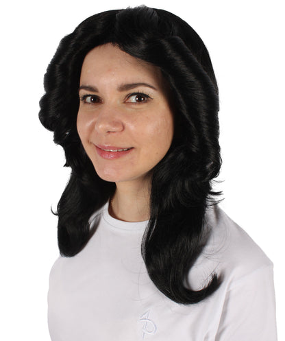 HPO Women's 70's Flick Multiple Color Retro Wig, Flame-retardant Synthetic Fiber