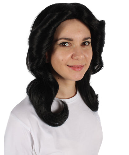 HPO Women's 70's Flick Multiple Color Retro Wig, Flame-retardant Synthetic Fiber