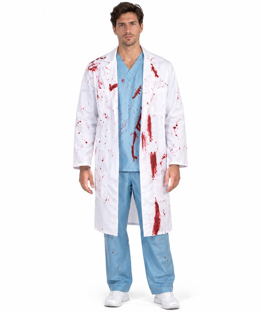 Men’s Scary Zombie Doctor Costume with Bloodstains | Perfect for Halloween and Fancy