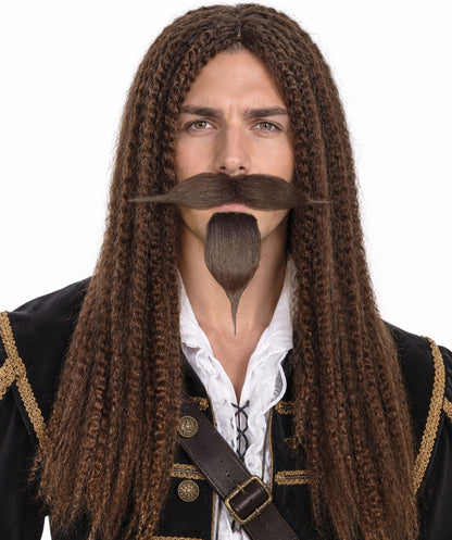 HPO Men's Curly Musketeer Wig Beard & Mustache Set | Multicolor Options | Halloween and Cosplay Wig | Flame-retardant Synthetic Fiber